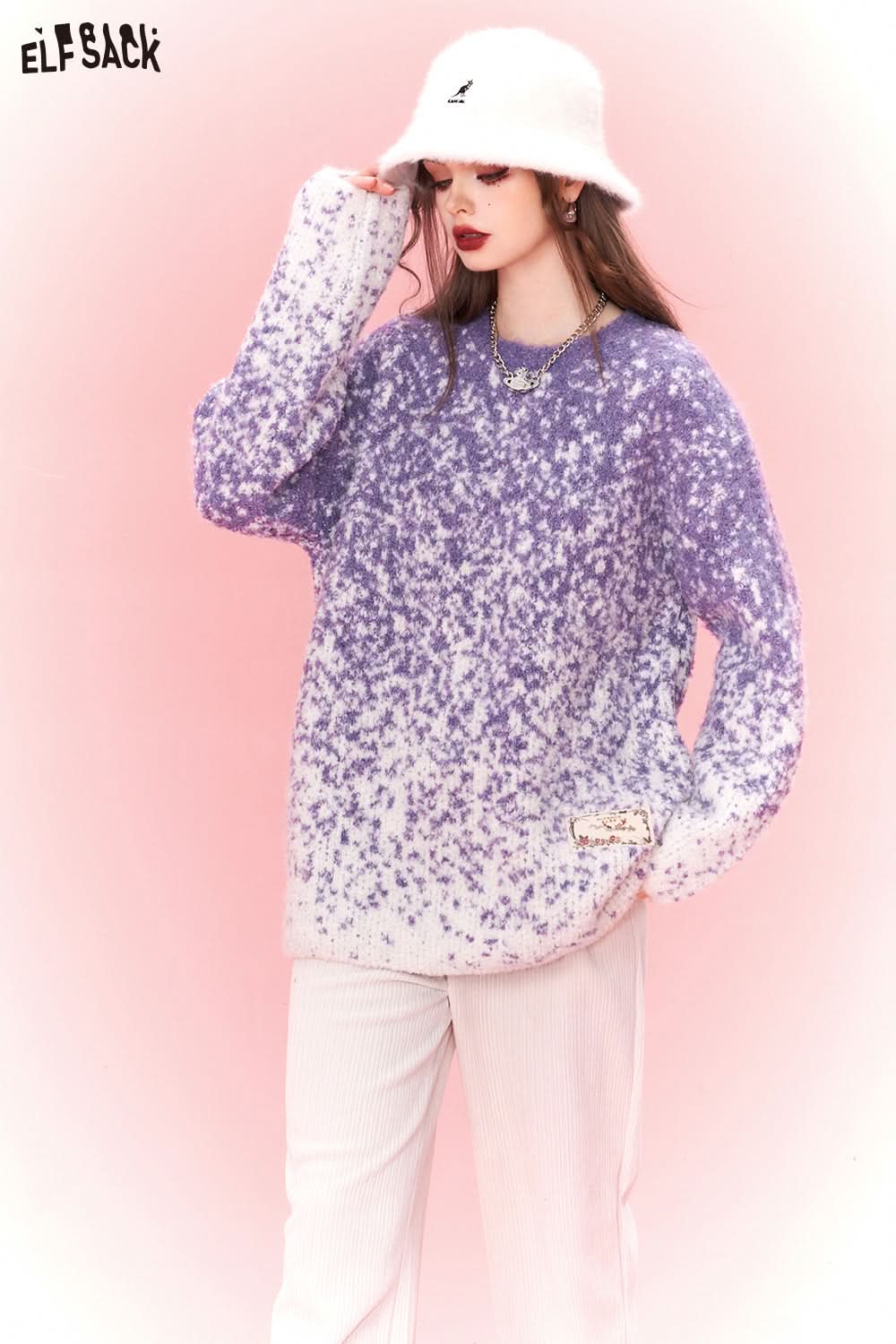 ELFSACK Plus Size Dot Sweaters Women Chinese Style Designer Clothes