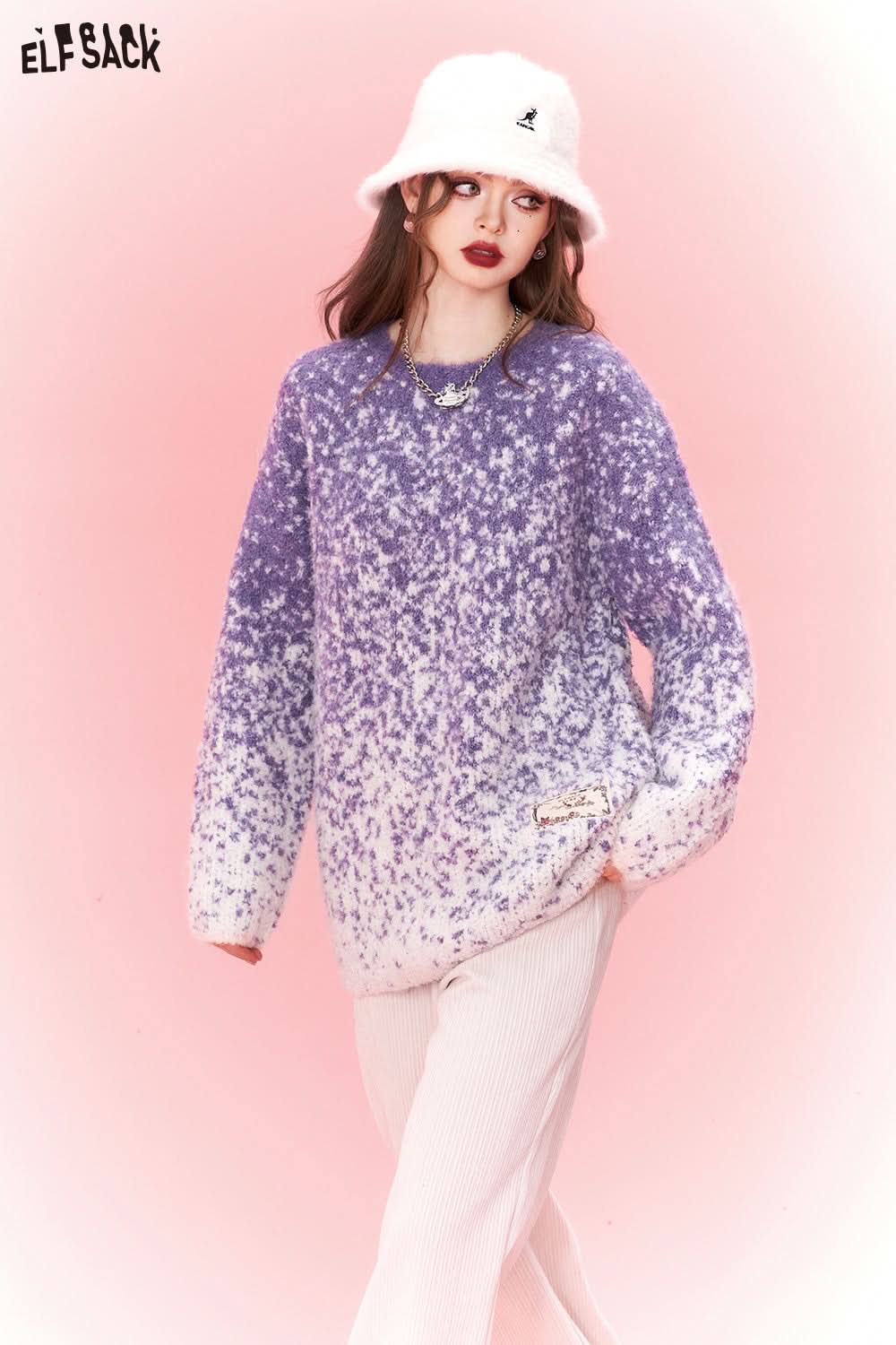 ELFSACK Plus Size Dot Sweaters Women Chinese Style Designer Clothes