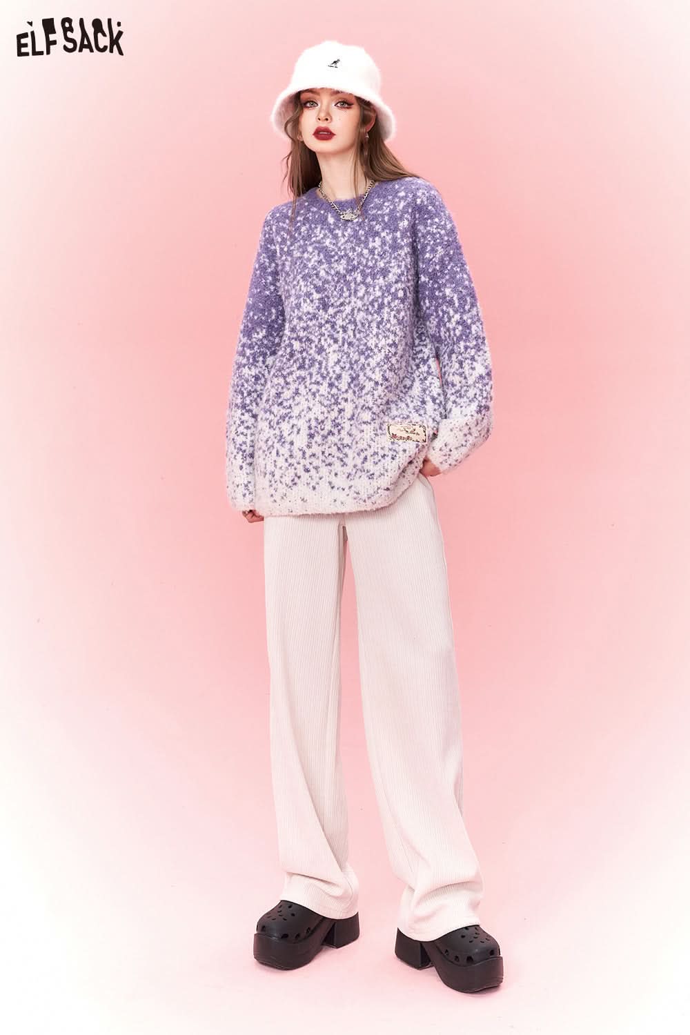 ELFSACK Plus Size Dot Sweaters Women Chinese Style Designer Clothes