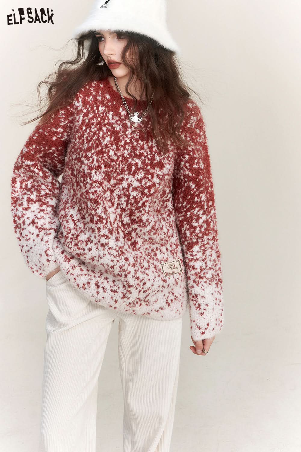 ELFSACK Plus Size Dot Sweaters Women Chinese Style Designer Clothes