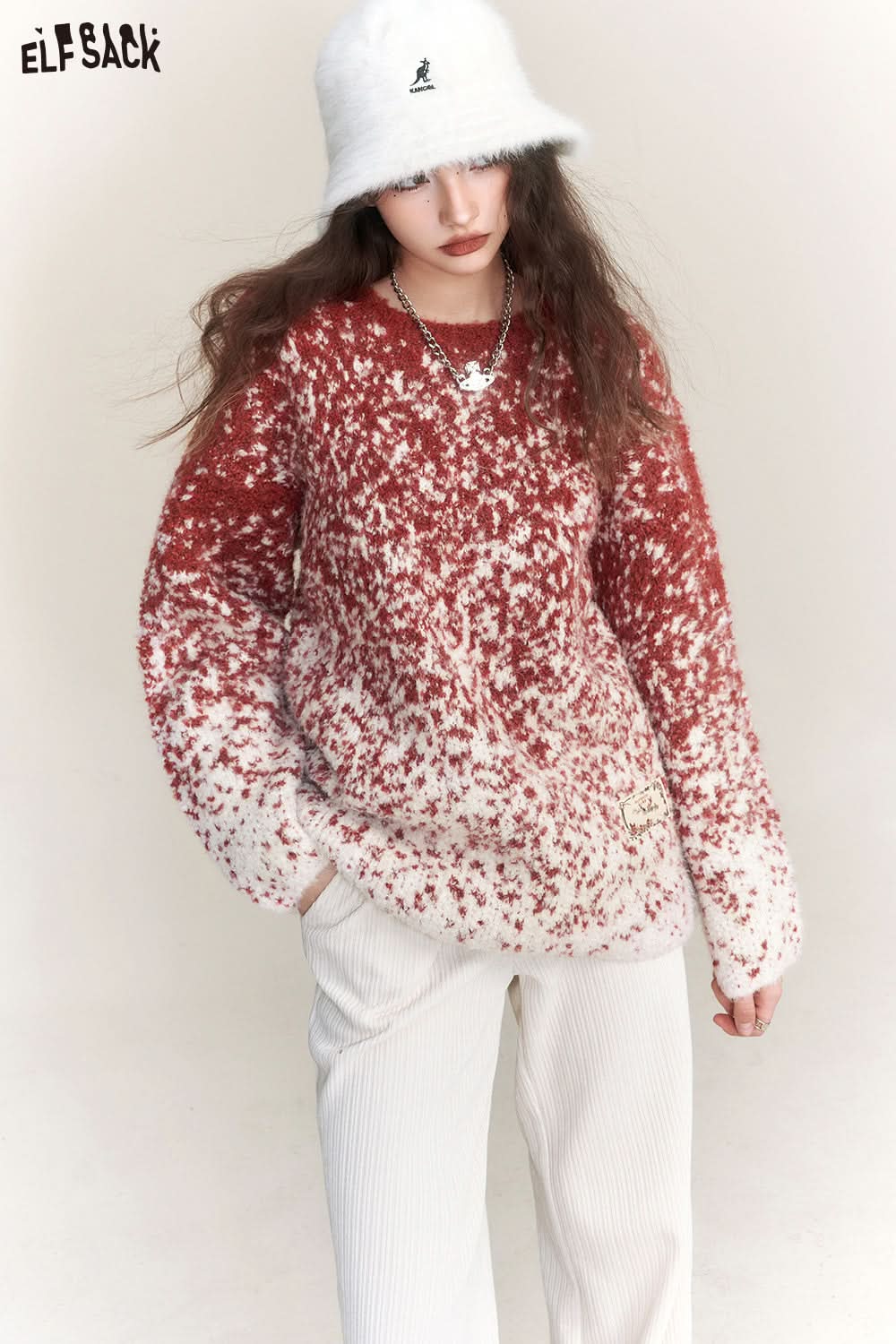 ELFSACK Plus Size Dot Sweaters Women Chinese Style Designer Clothes