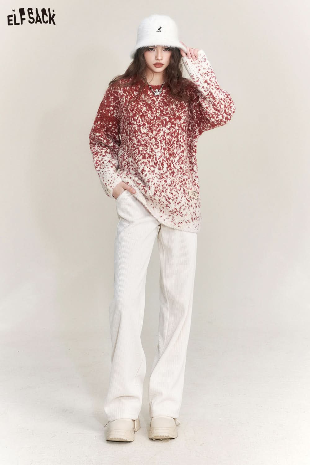 ELFSACK Plus Size Dot Sweaters Women Chinese Style Designer Clothes