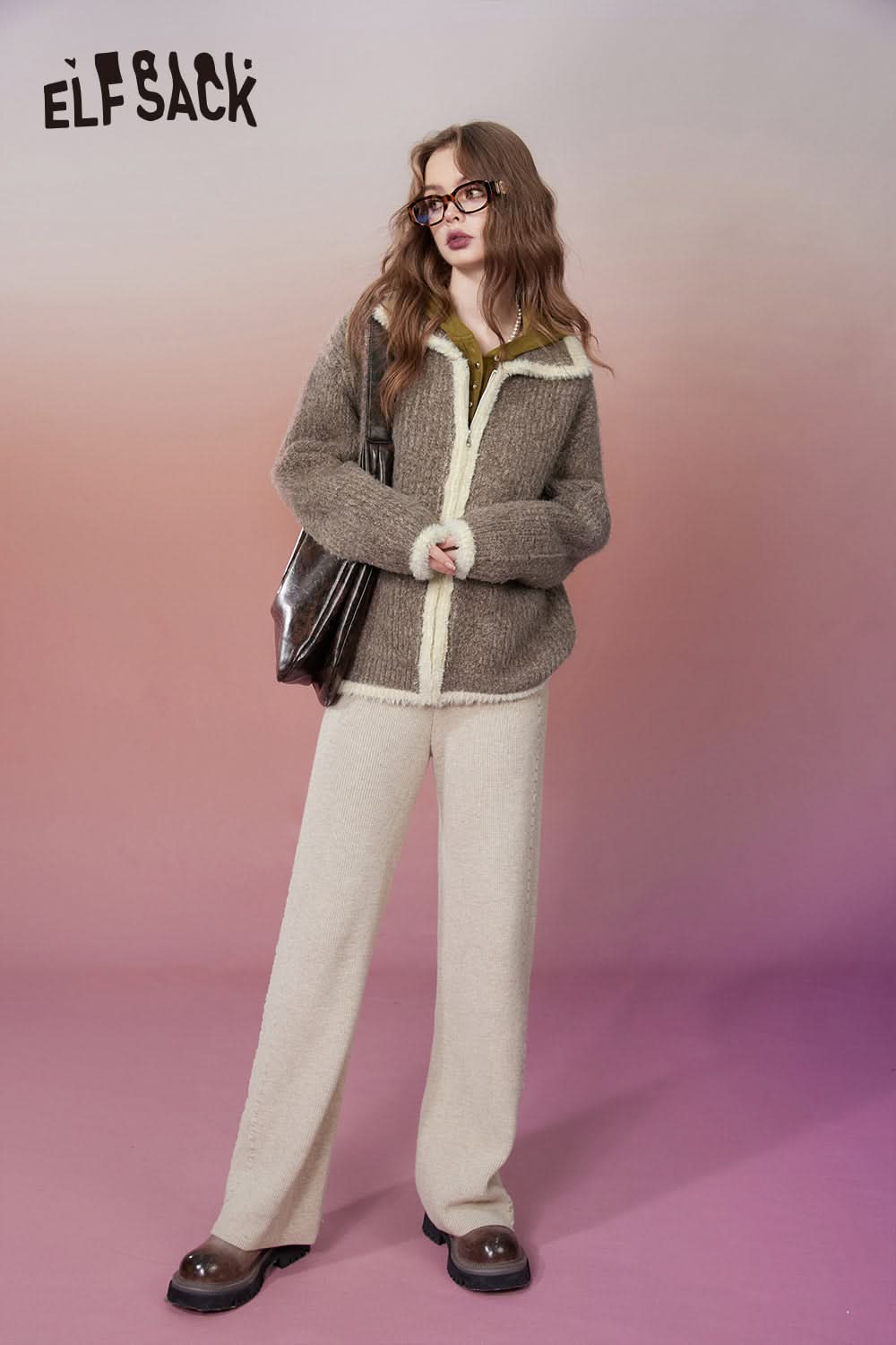 ELFSACK Y2K 2000s Zip Up Sweaters Women Kawaii Designer Knitwears