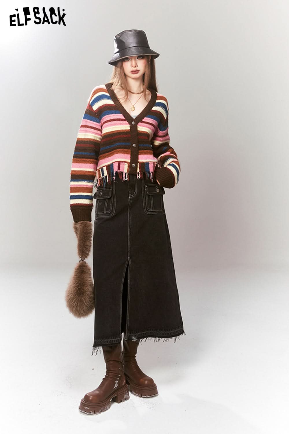 ELFSACK Y2K 2000s Gyaru Sweaters Women Retro Designer Knitwears