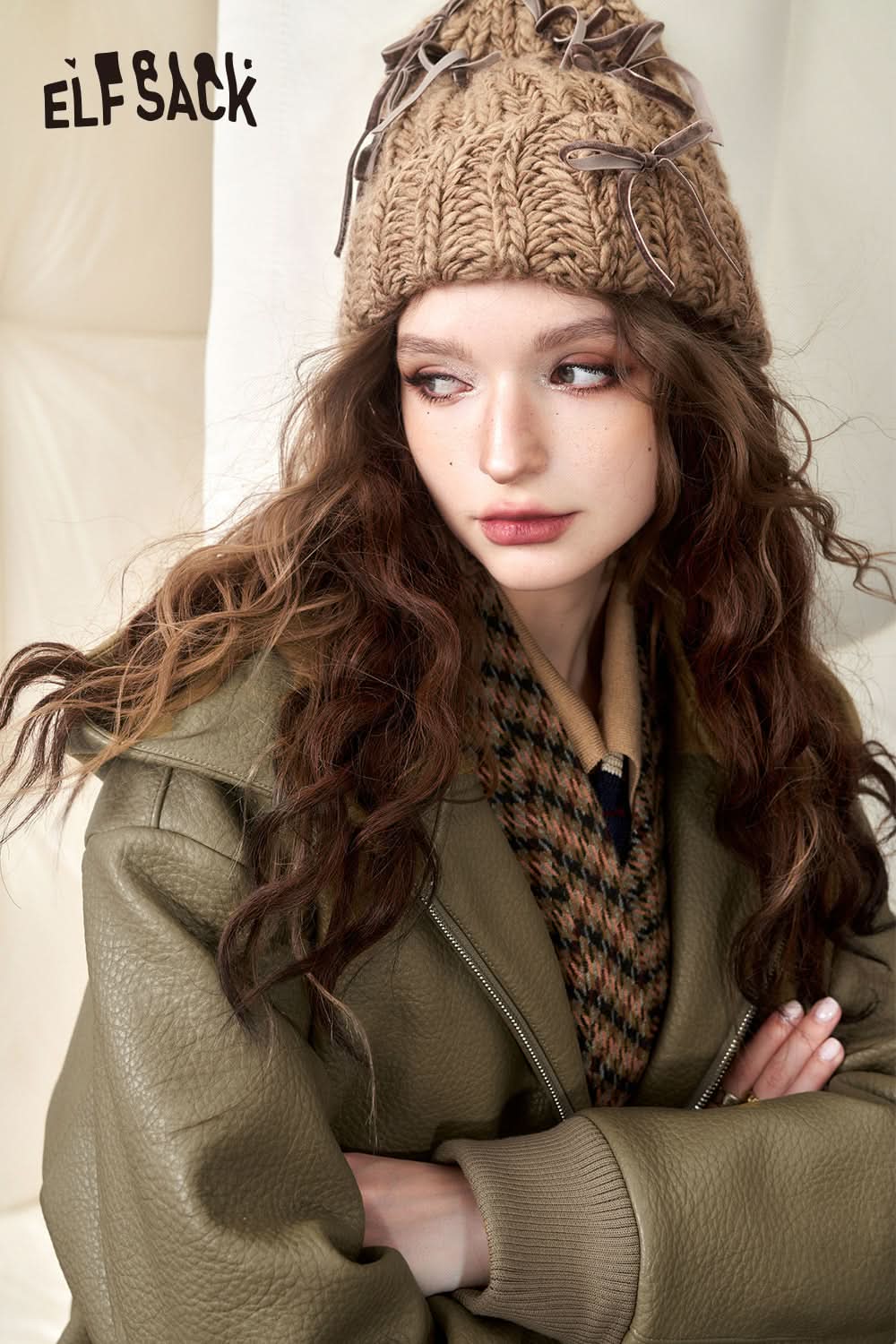 ELFSACK PU Fleece Hoodies Thick Jackets Women Designer Outwears