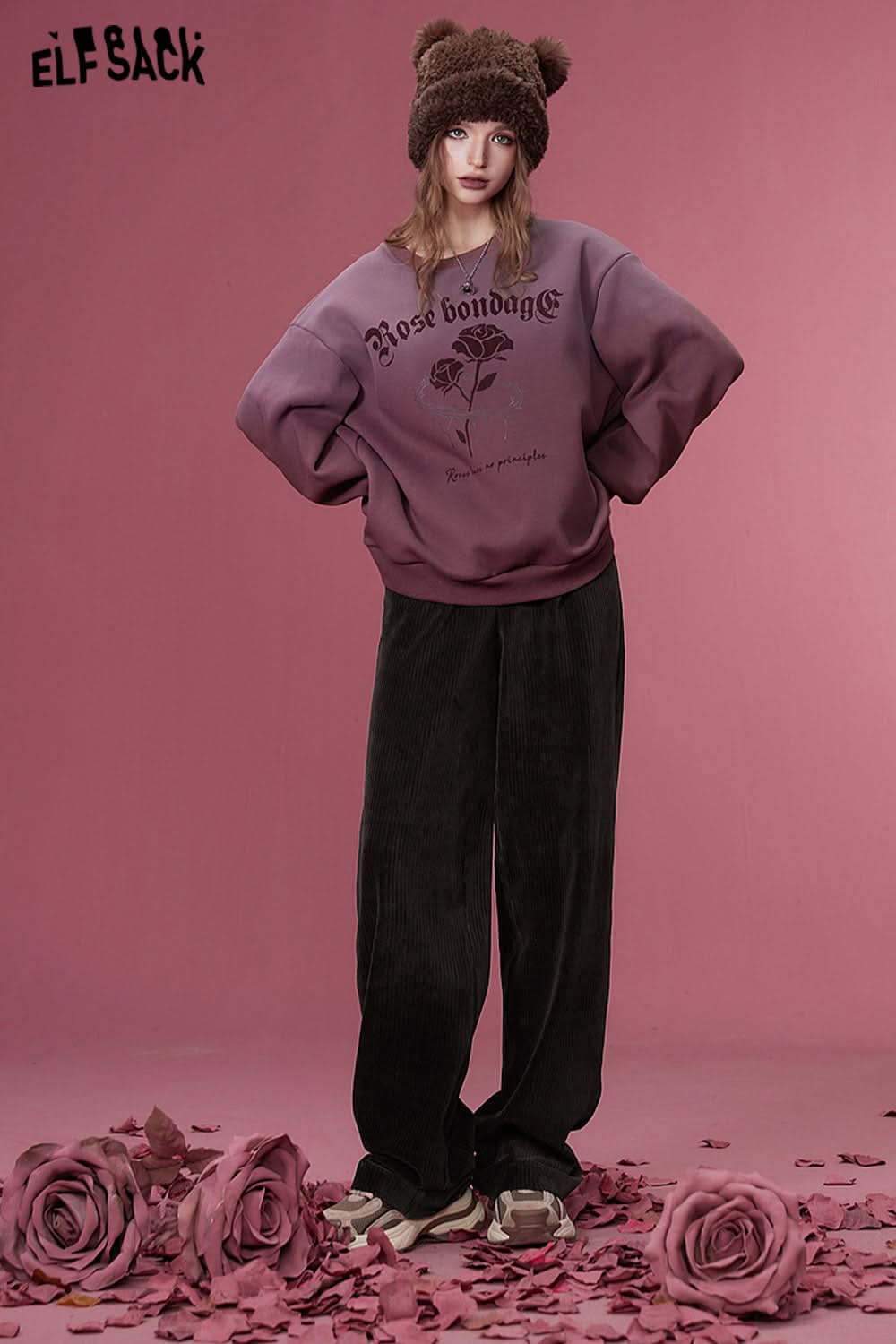 ELFSACK Korean Fashion Corduroy Pants Women Sports Trousers