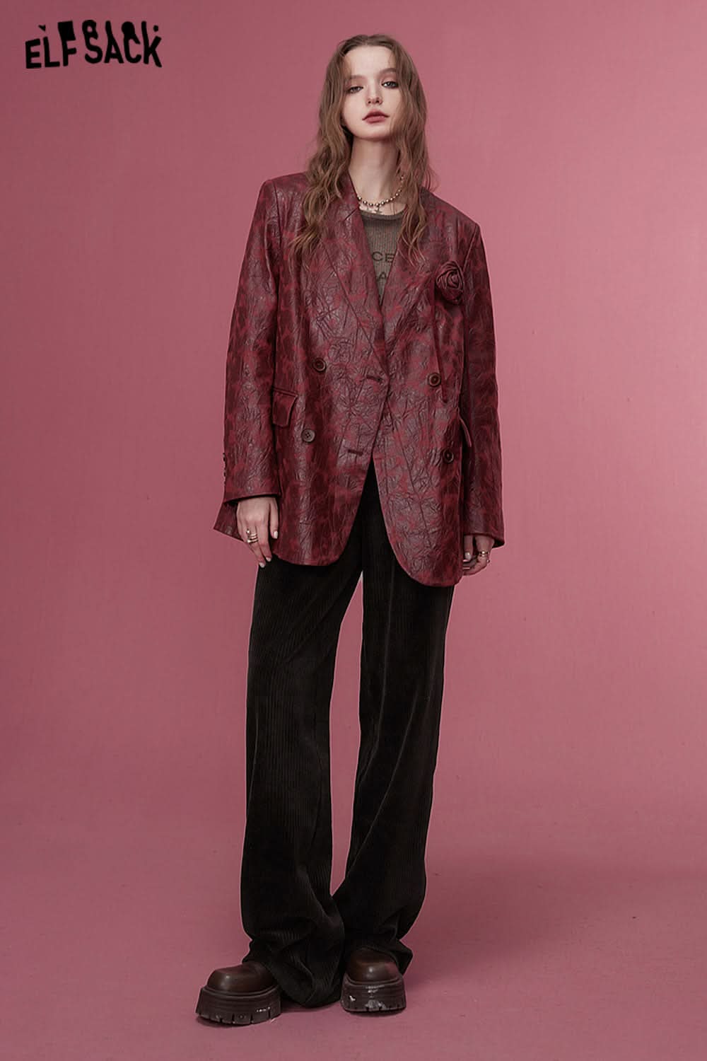 ELFSACK Korean Fashion Corduroy Pants Women Sports Trousers