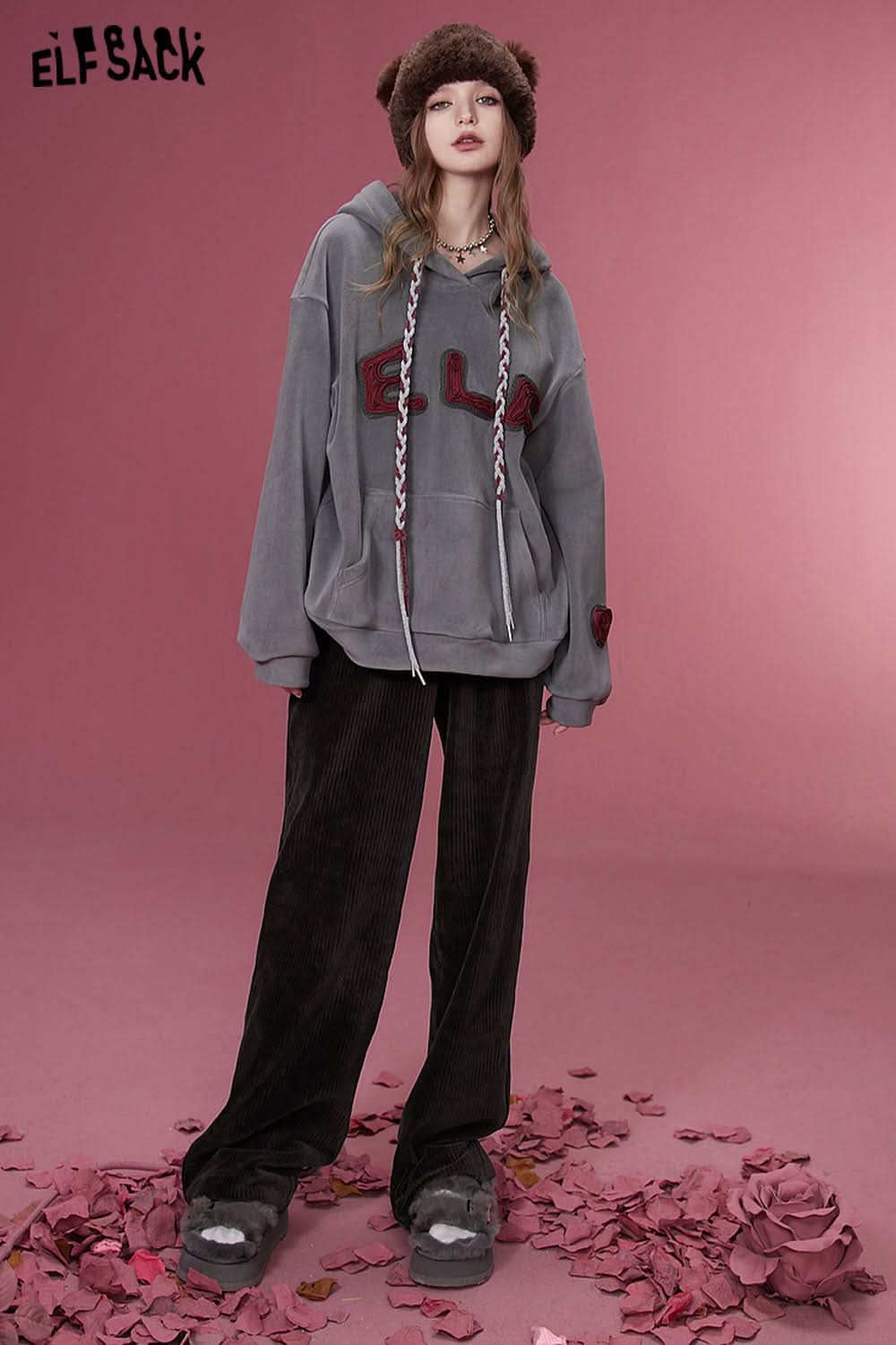 ELFSACK Korean Fashion Corduroy Pants Women Sports Trousers