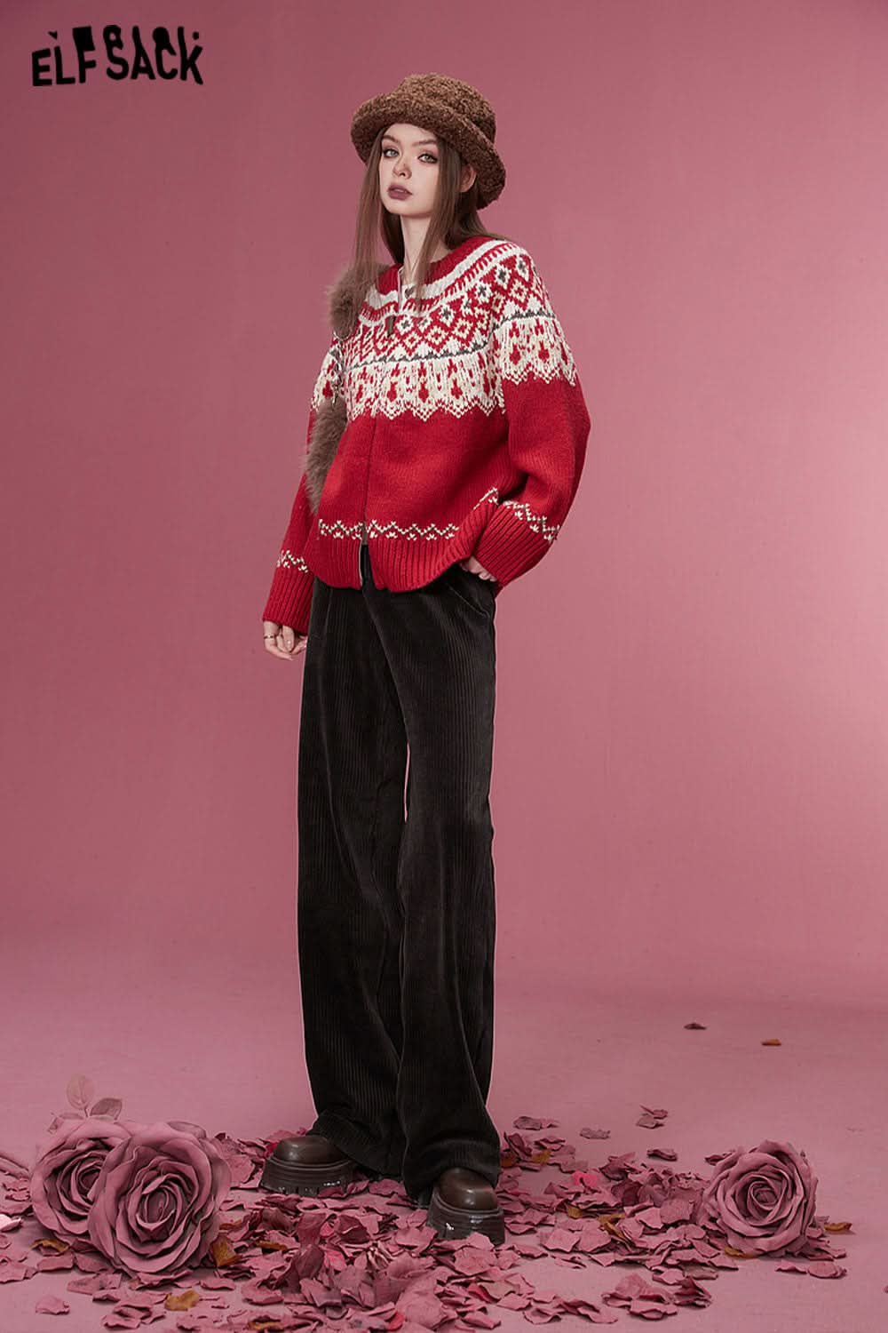 ELFSACK Korean Fashion Corduroy Pants Women Sports Trousers