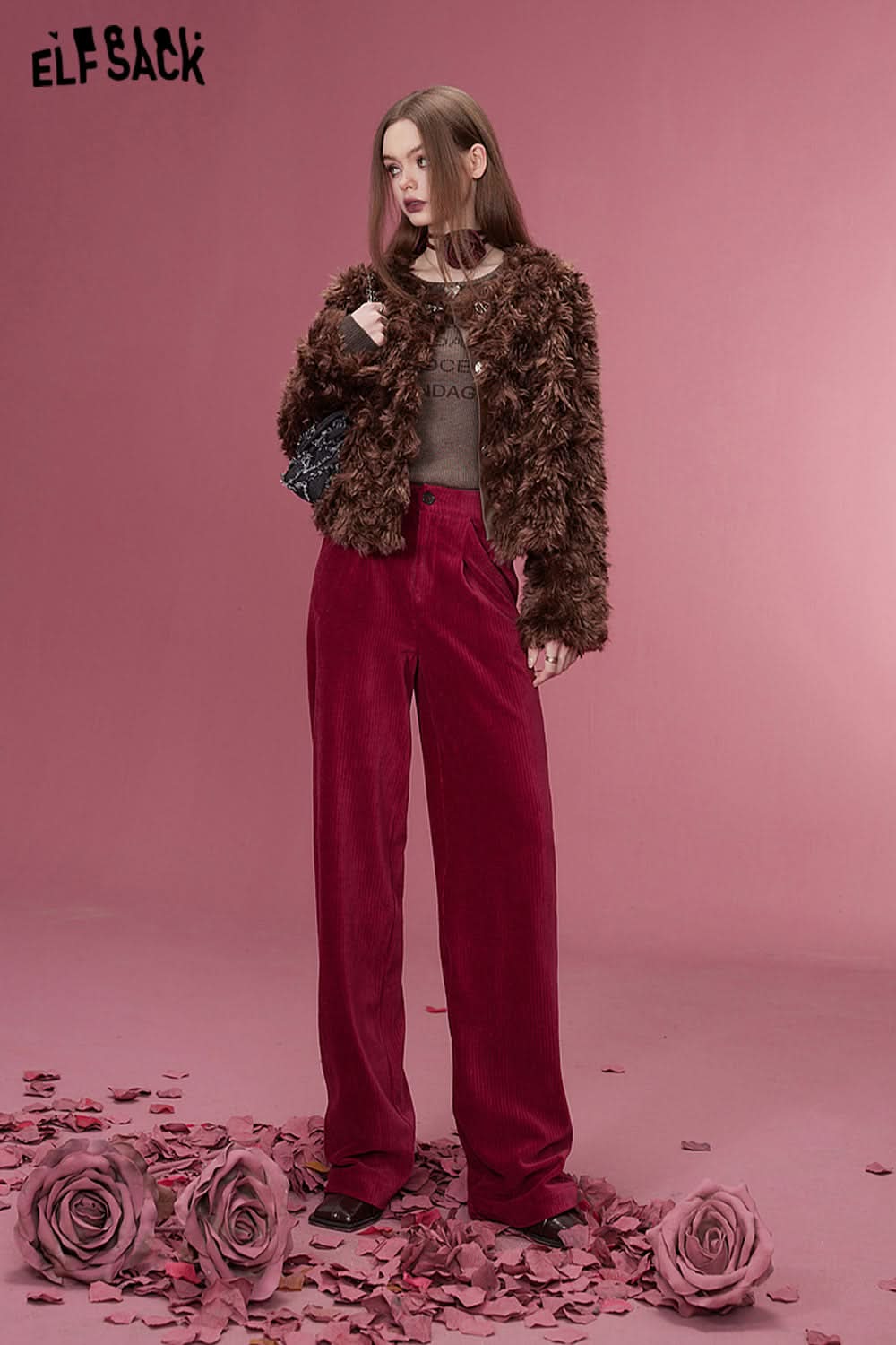 ELFSACK Korean Fashion Corduroy Pants Women Sports Trousers