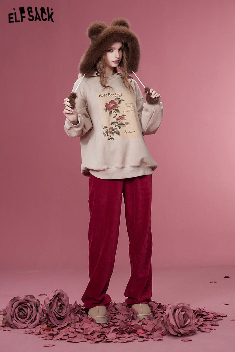 ELFSACK Korean Fashion Corduroy Pants Women Sports Trousers