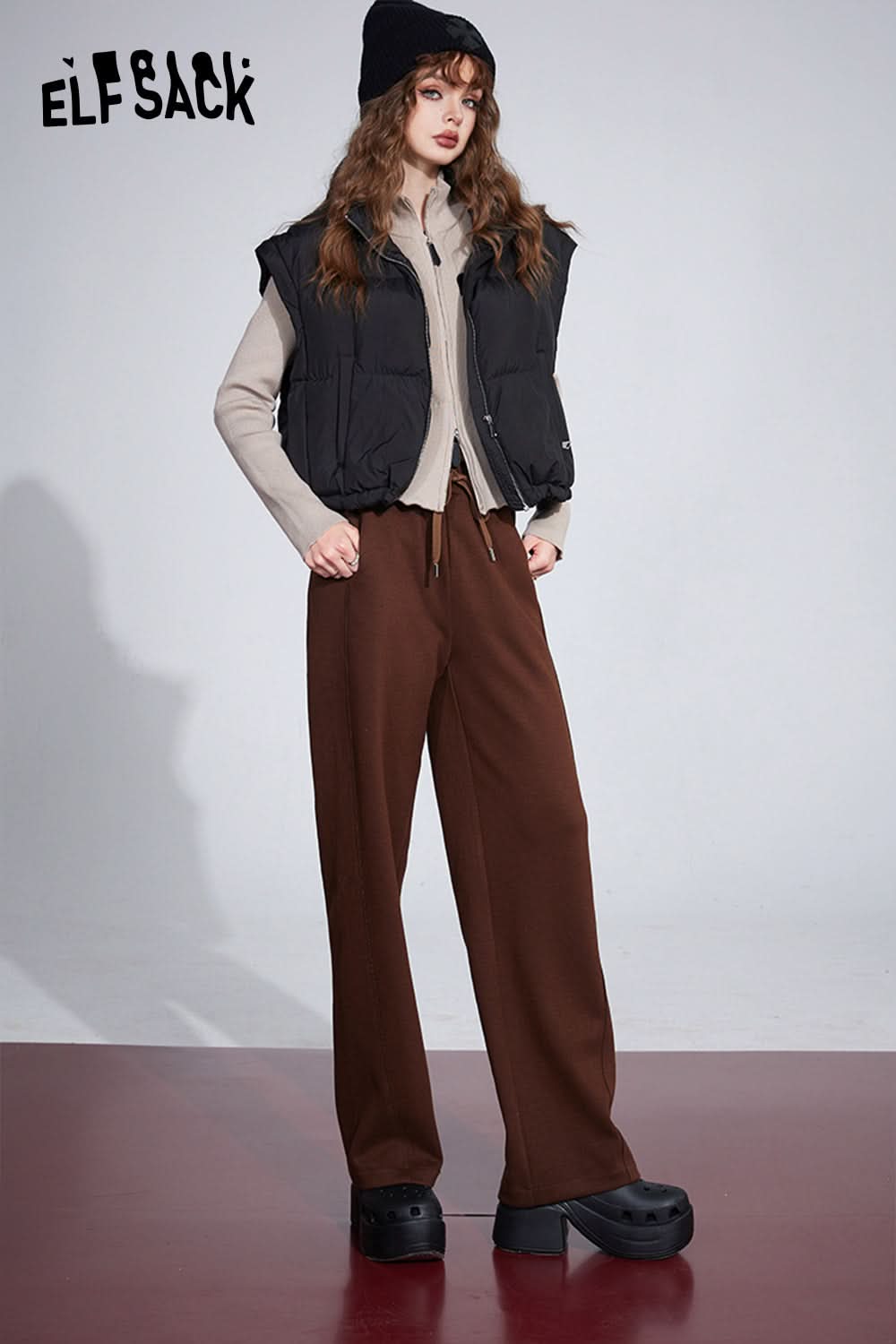 ELFSACK Sports Wide Pants Women High Waist Casual Dressy Trousers
