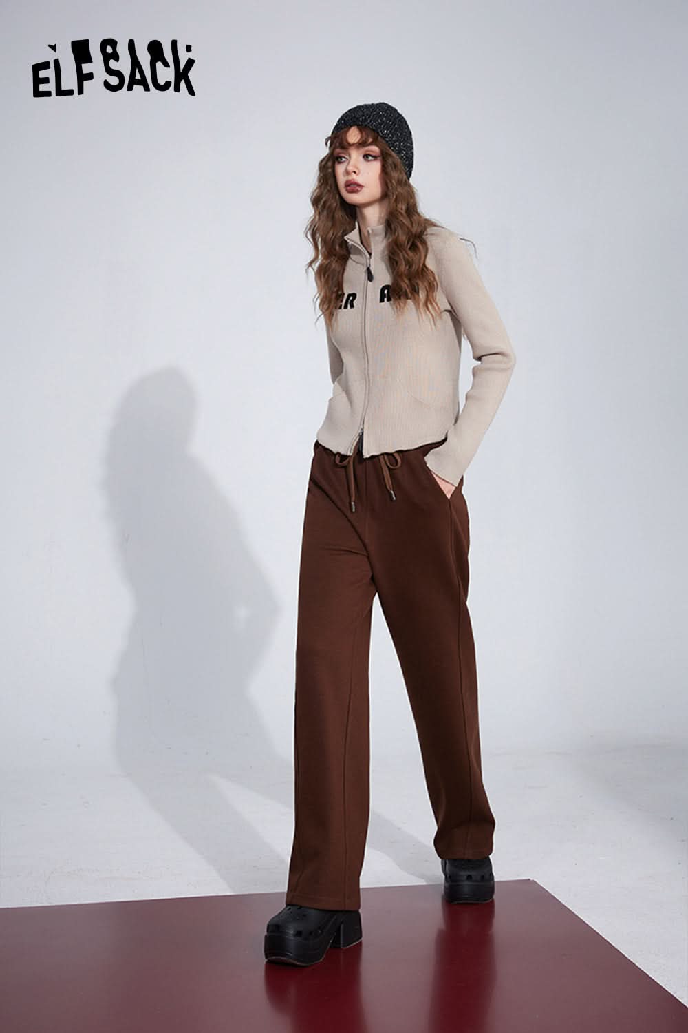 ELFSACK Sports Wide Pants Women High Waist Casual Dressy Trousers