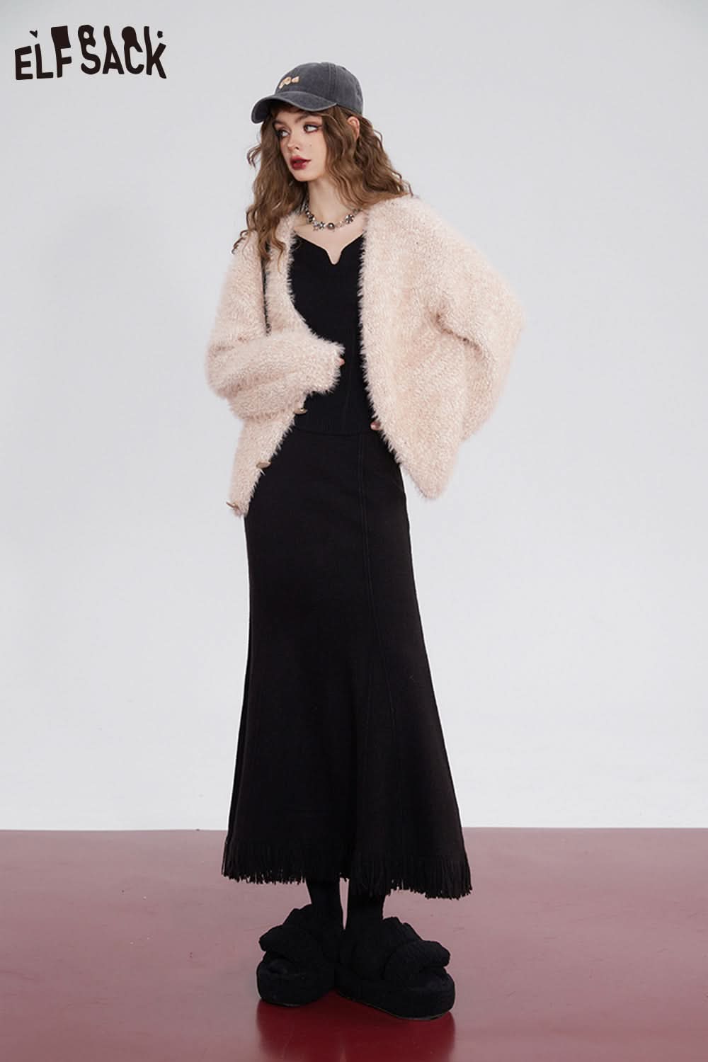 ELFSACK High Waist Tassels Fishtail Skirt Women Party Dress