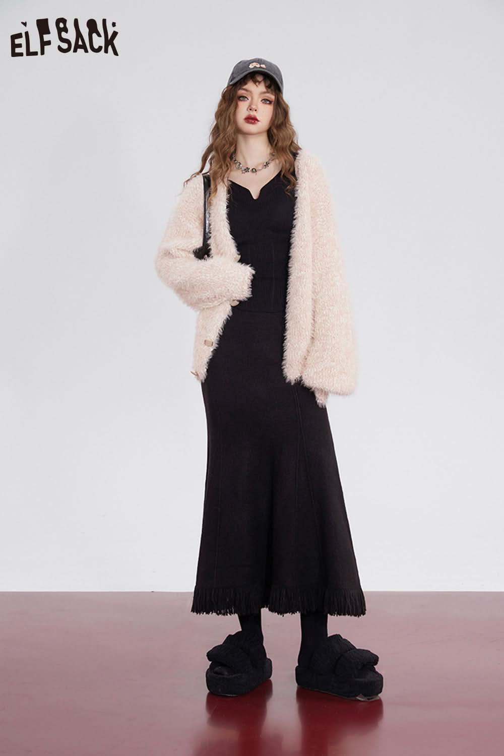 ELFSACK High Waist Tassels Fishtail Skirt Women Party Dress