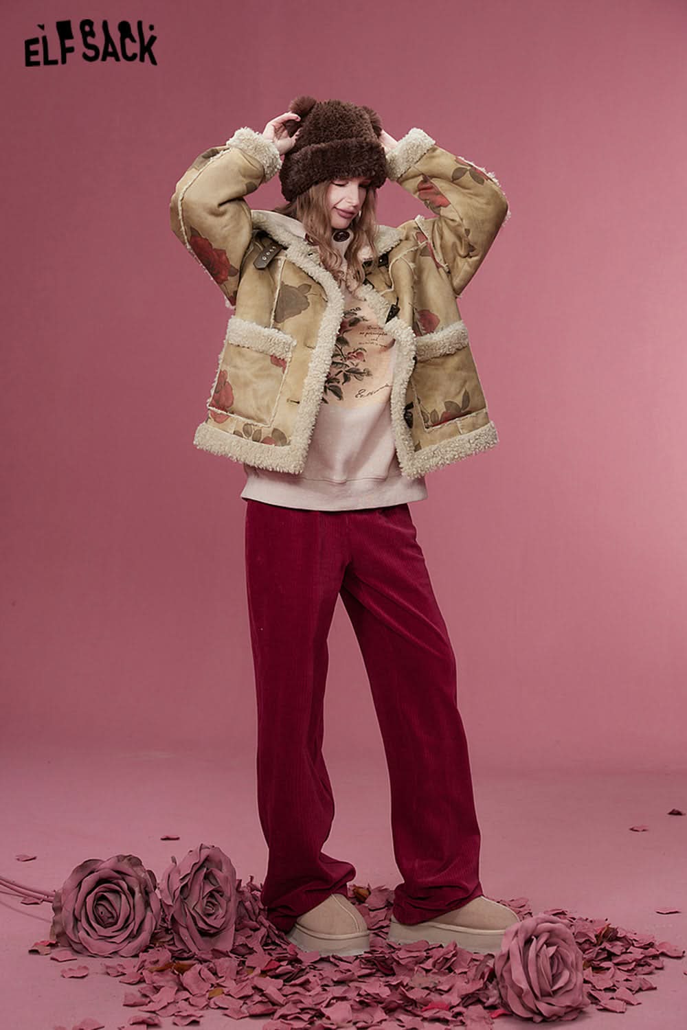 ELFSACK Graphic Cotton Jackets Women Luxury Designer Outwears