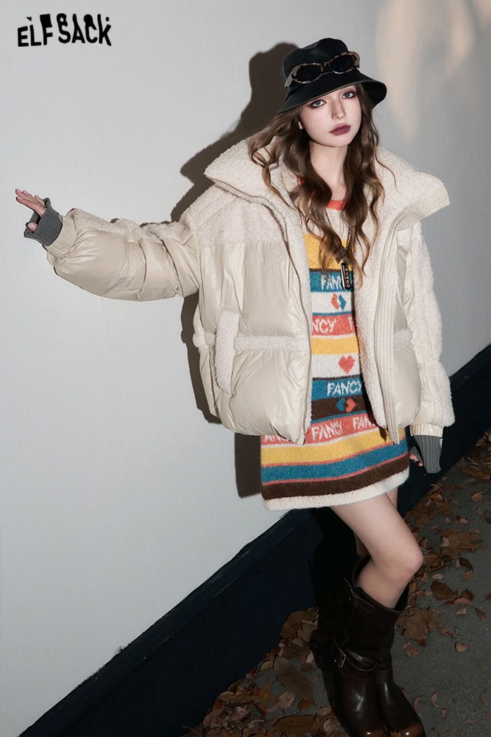 ELFSACK Kawaii Down Coats Women Plus Size Designer Jackets