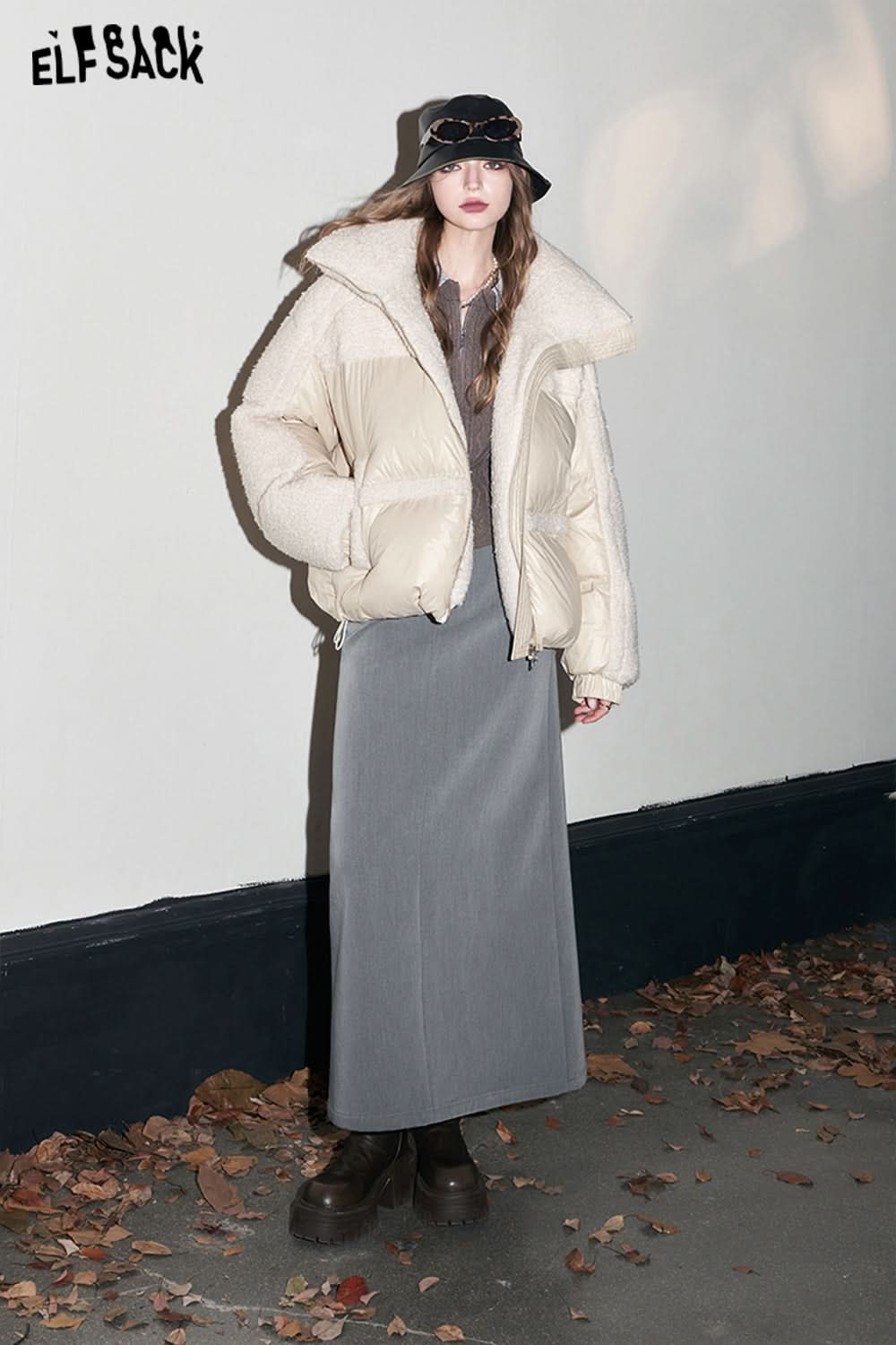 ELFSACK Kawaii Down Coats Women Plus Size Designer Jackets