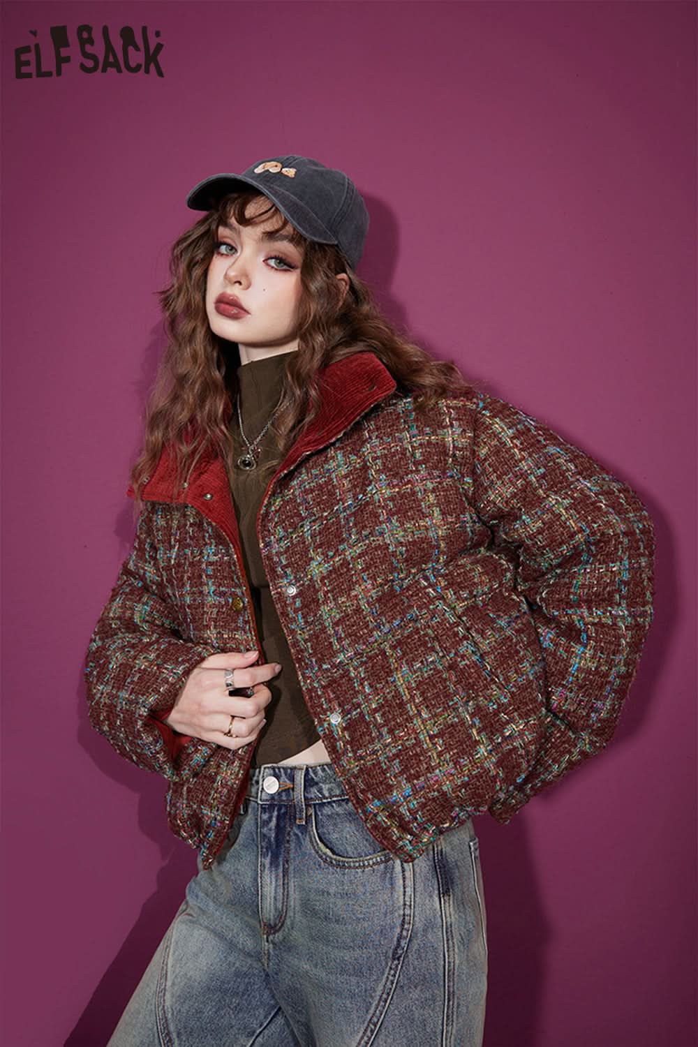 ELFSACK Christmas Korean Fashion Down Coats Women Designer Outwears