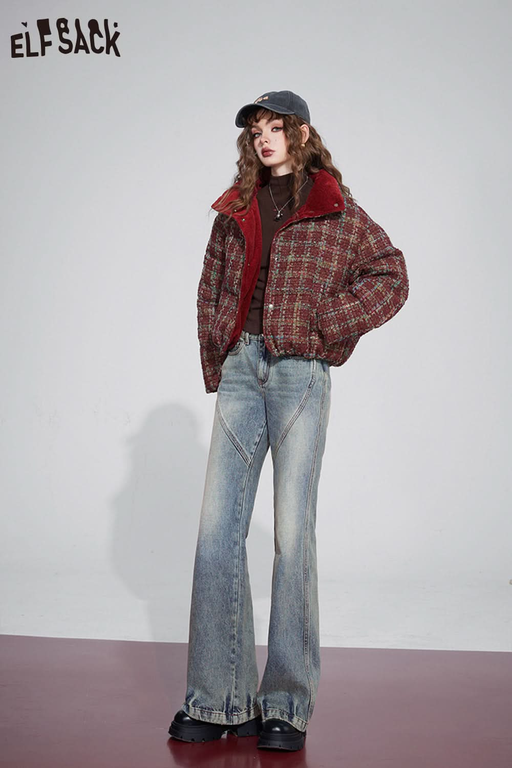 ELFSACK Christmas Korean Fashion Down Coats Women Designer Outwears