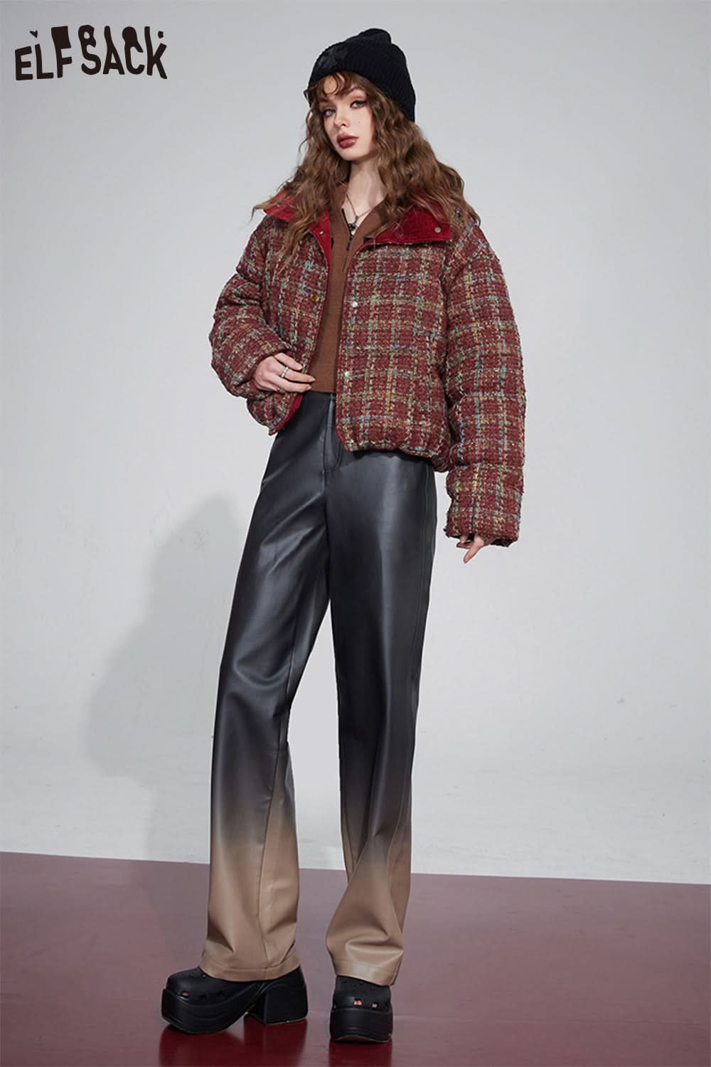 ELFSACK Christmas Korean Fashion Down Coats Women Designer Outwears