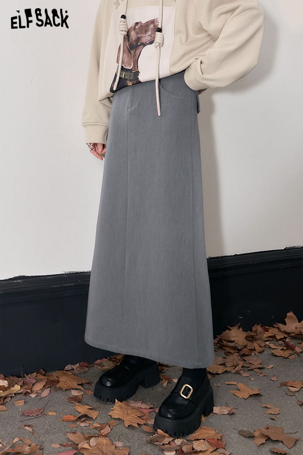ELFSACK Korean Fashion Skirts Women A-line Elegant Luxury Bottom