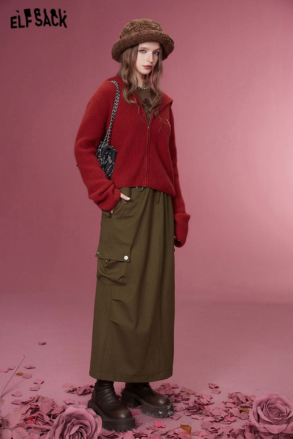 ELFSACK Korean Fashion Skirts Women Designer Sports Bottom