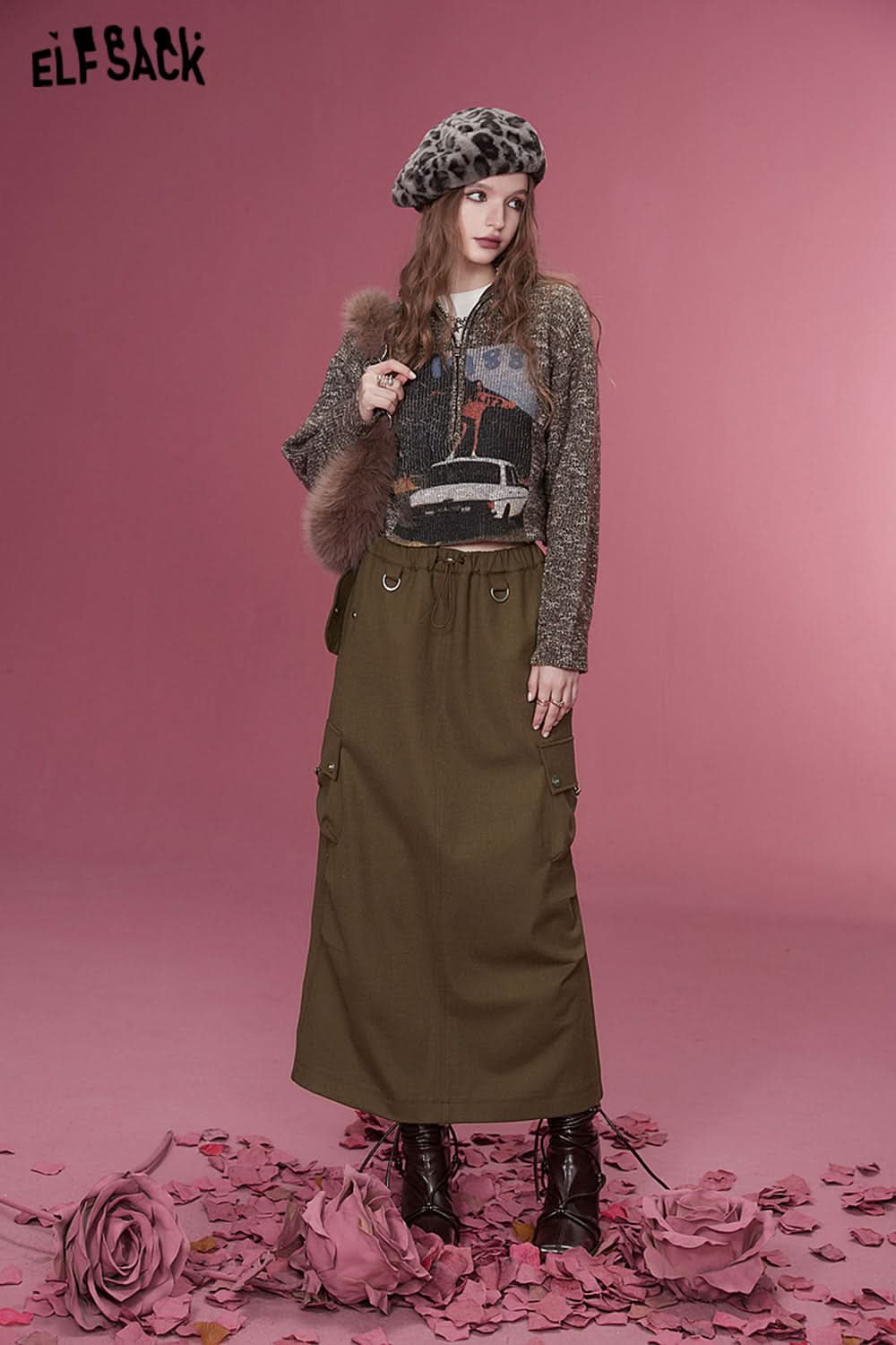 ELFSACK Korean Fashion Skirts Women Designer Sports Bottom