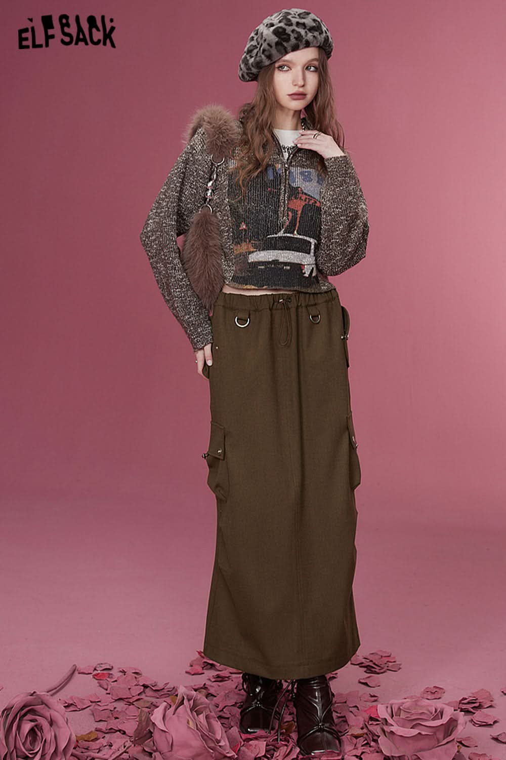 ELFSACK Korean Fashion Skirts Women Designer Sports Bottom