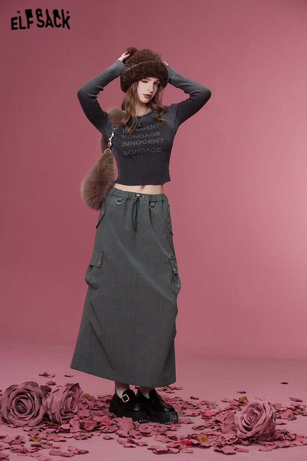 ELFSACK Korean Fashion Skirts Women Designer Sports Bottom