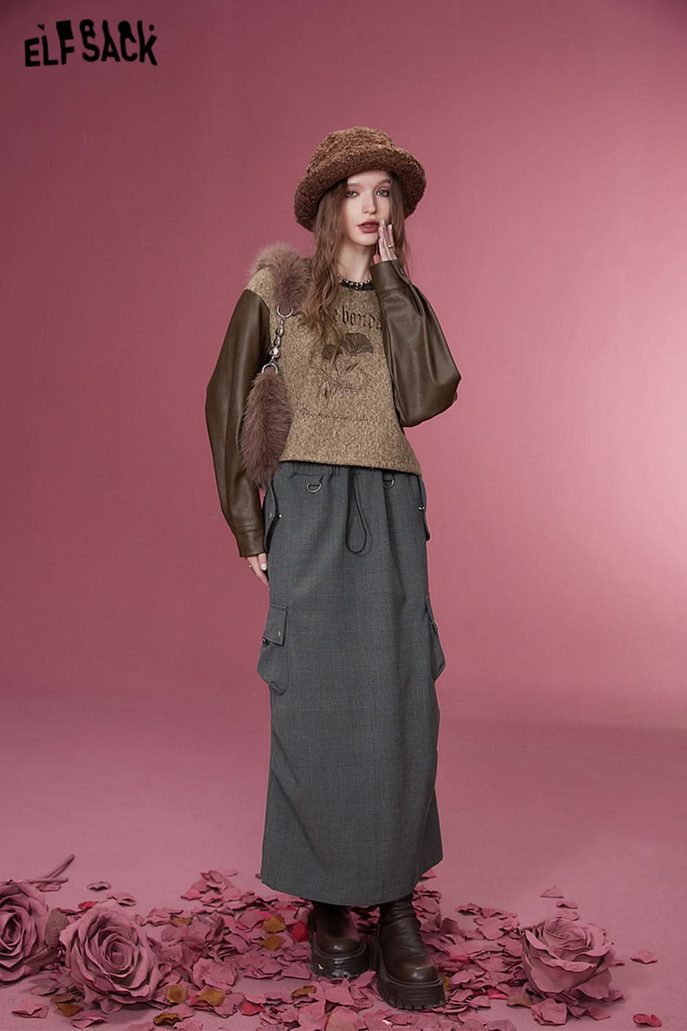 ELFSACK Korean Fashion Skirts Women Designer Sports Bottom