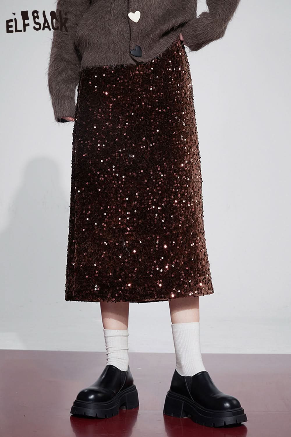 ELFSACK Korean Fashion Party Dress Sparkly Elegant Luxury Bottom