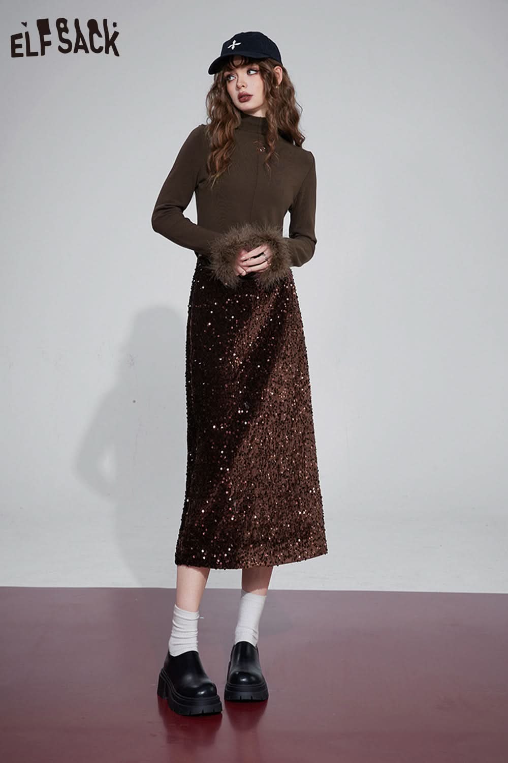 ELFSACK Korean Fashion Party Dress Sparkly Elegant Luxury Bottom