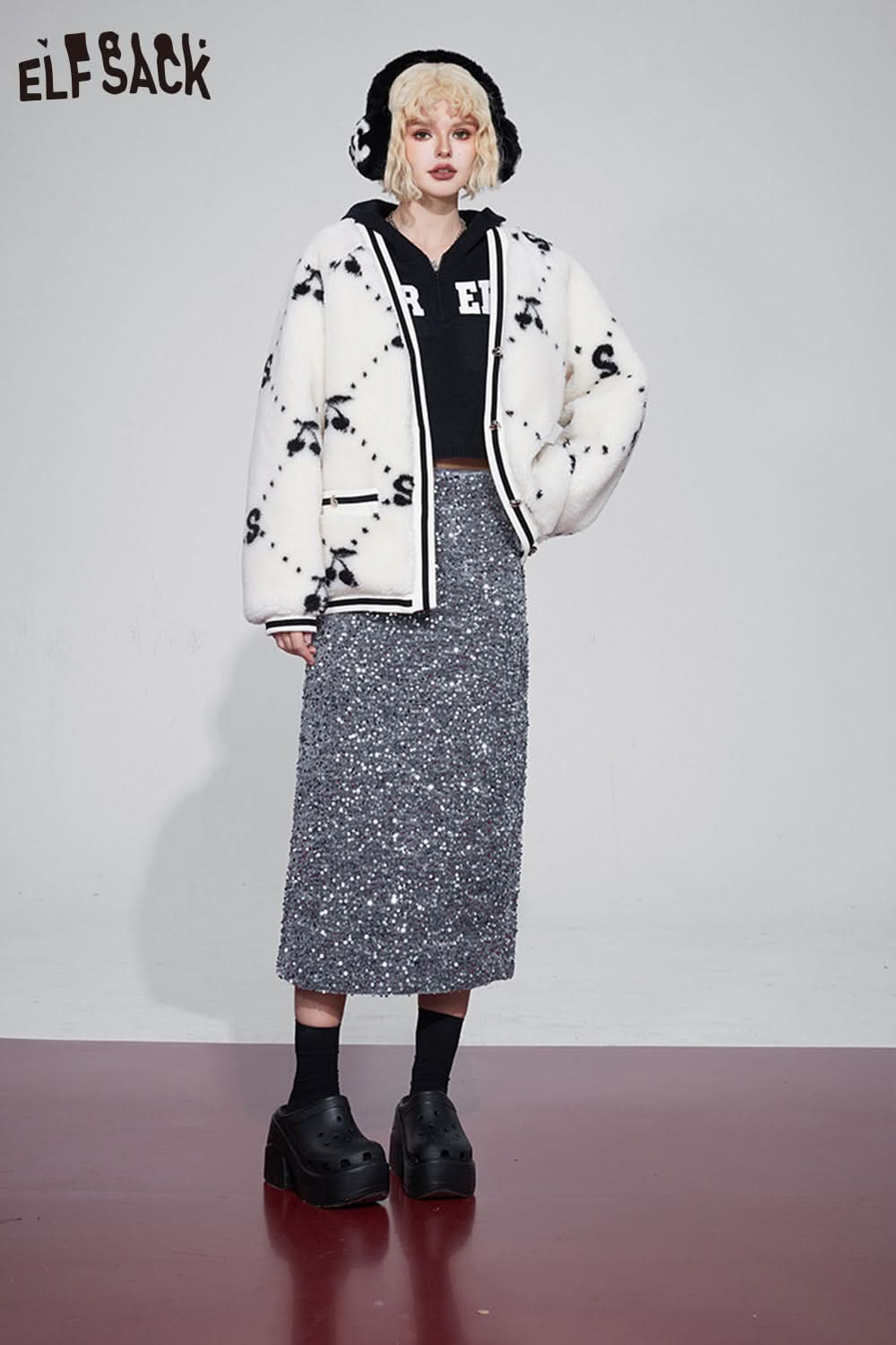 ELFSACK Korean Fashion Party Dress Sparkly Elegant Luxury Bottom