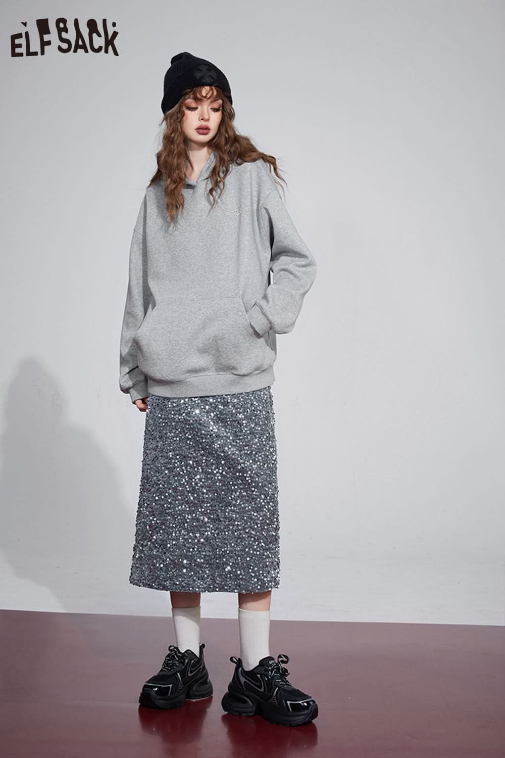 ELFSACK Korean Fashion Party Dress Sparkly Elegant Luxury Bottom