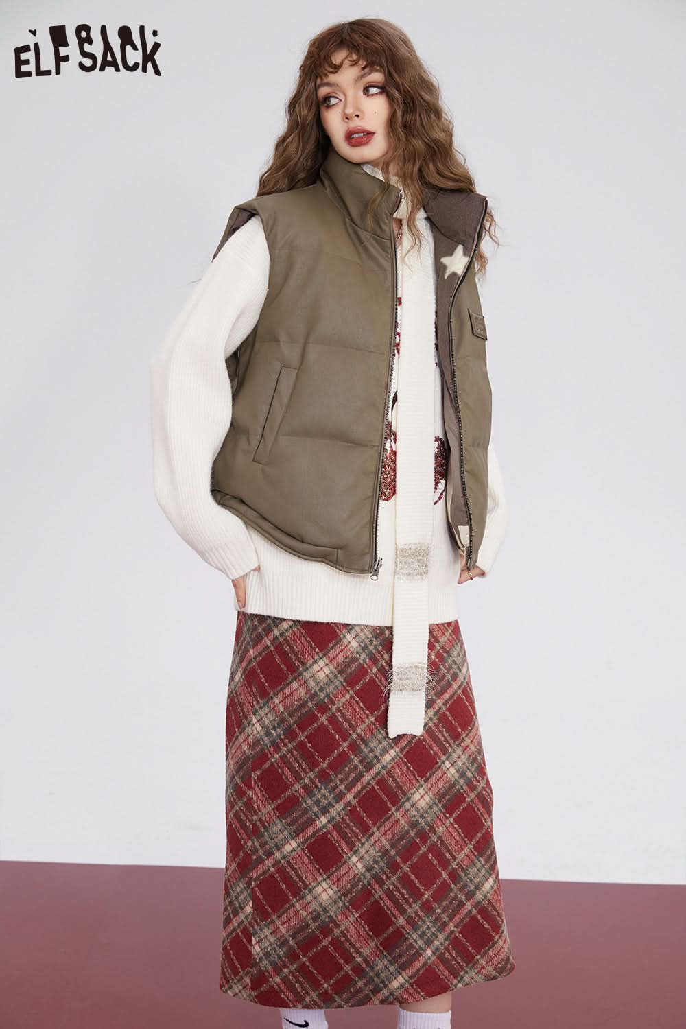 ELFSACK Christmas Y2K 2000s Gyaru Mini Skirt Women Korean Fashion Bottom