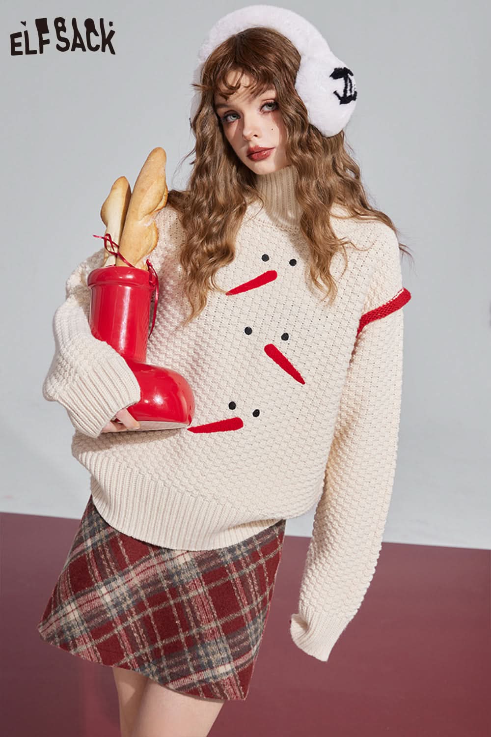 ELFSACK Christmas Y2K 2000s Gyaru Mini Skirt Women Korean Fashion Bottom