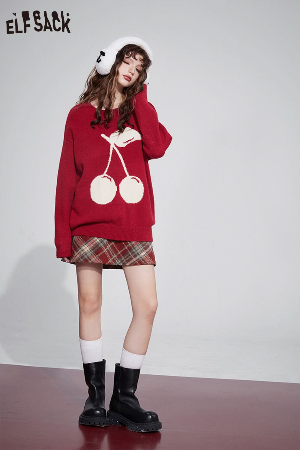 ELFSACK Christmas Y2K 2000s Gyaru Mini Skirt Women Korean Fashion Bottom