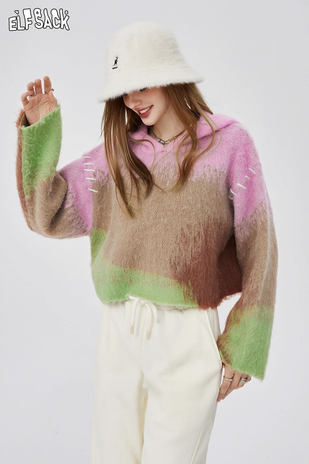 ELFSACK Lightweight Hoodied Sweaters Dressy Casual Tops Spring New