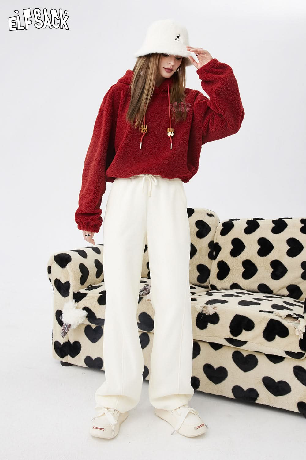 ELFSACK Lightweight Hoodied Sweatshirt Back Print Monster Dressy Casual Tops Spring New