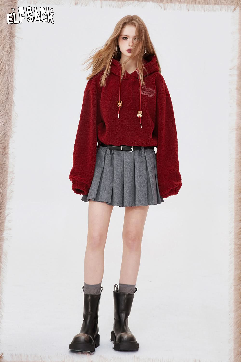 ELFSACK Lightweight Hoodied Sweatshirt Back Print Monster Dressy Casual Tops Spring New