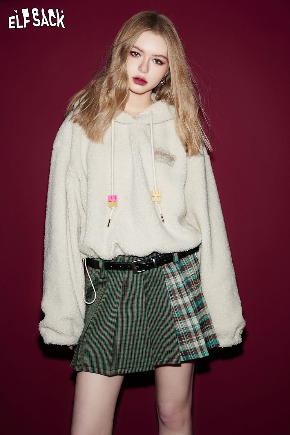 ELFSACK Lightweight Hoodied Sweatshirt Back Print Monster Dressy Casual Tops Spring New