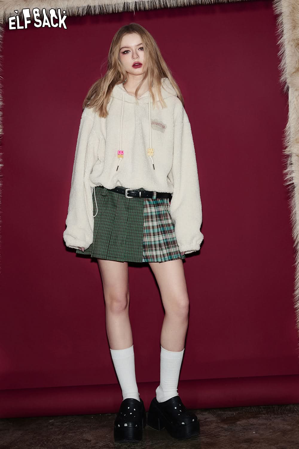 ELFSACK Lightweight Hoodied Sweatshirt Back Print Monster Dressy Casual Tops Spring New