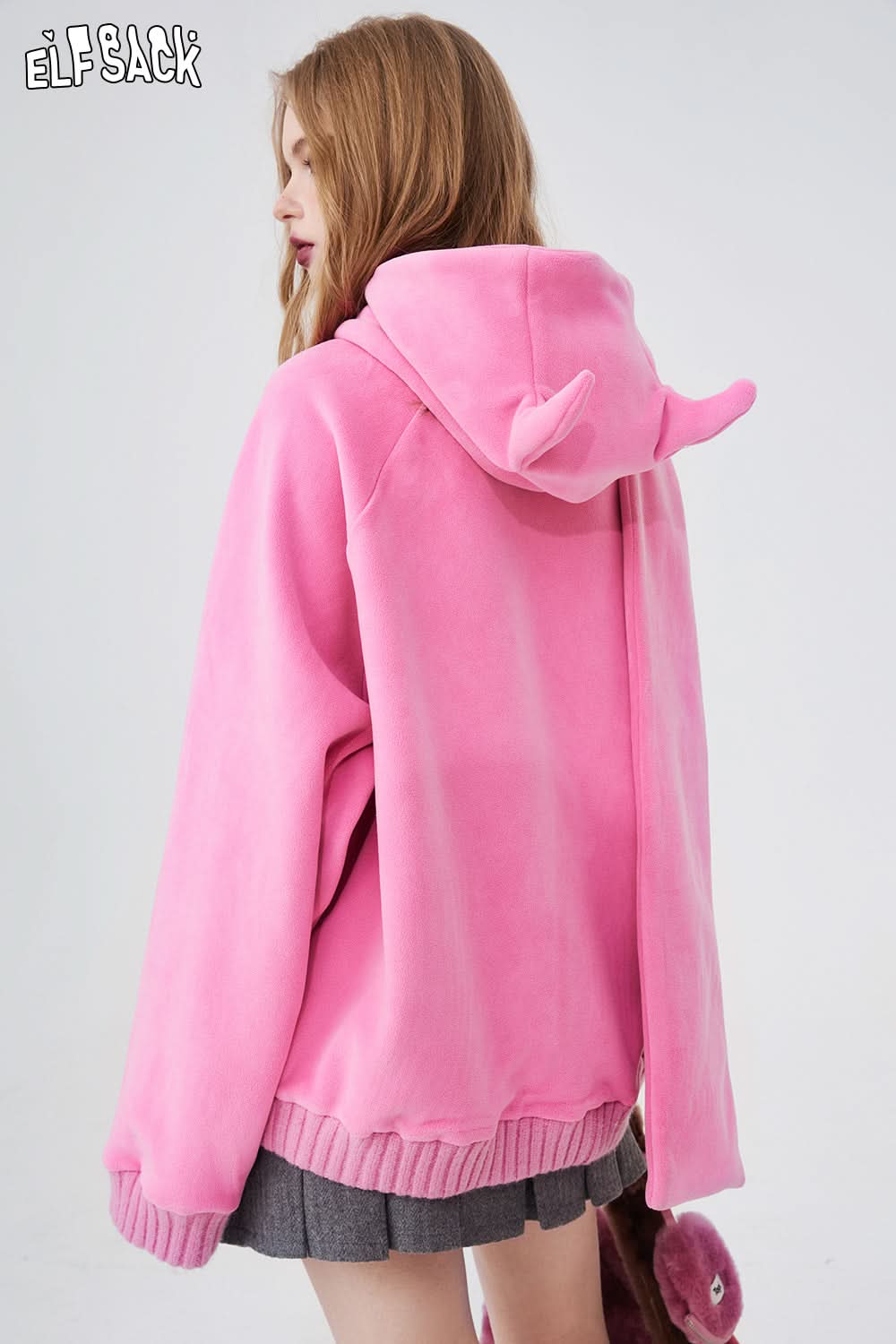 ELFSACK Lightweight Rabbit Hoodied Sweatshirt Free Scarf Y2k Cute Sweet Long Sleeve Dressy Casual Tops Spring New