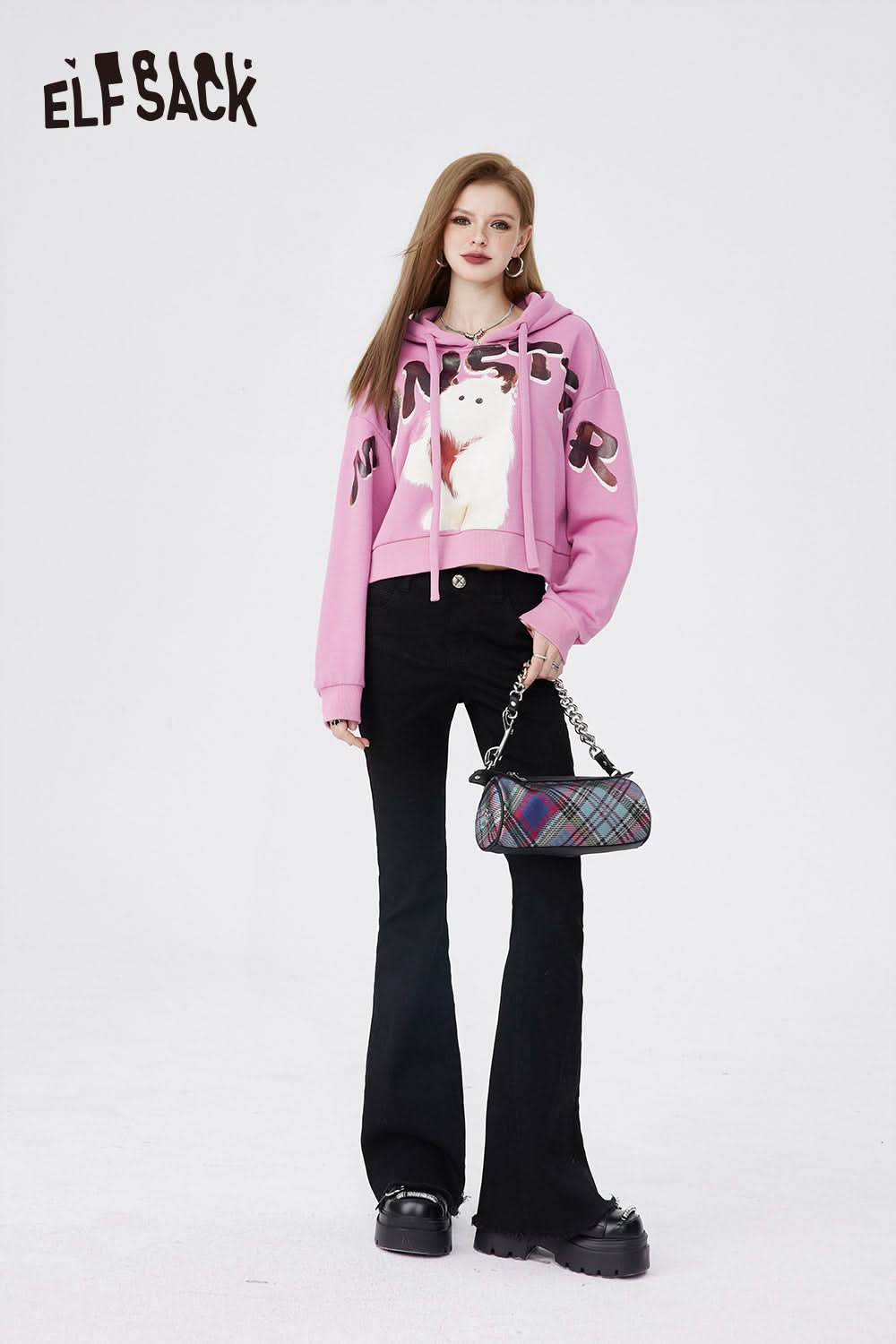 ELFSACK Women Jeans Retro Fashion Casual Straight Leg Pants High Waisted Loose Wide Leg Trousers Women'S Y2K Street Denim Pants