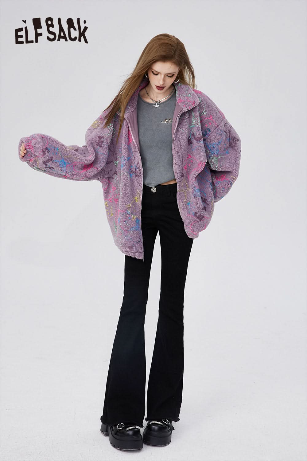 ELFSACK Women Jeans Retro Fashion Casual Straight Leg Pants High Waisted Loose Wide Leg Trousers Women'S Y2K Street Denim Pants