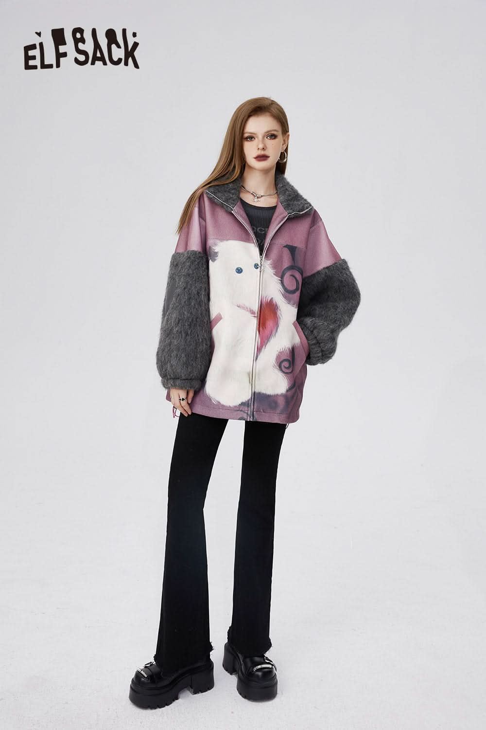 ELFSACK Women Jeans Retro Fashion Casual Straight Leg Pants High Waisted Loose Wide Leg Trousers Women'S Y2K Street Denim Pants