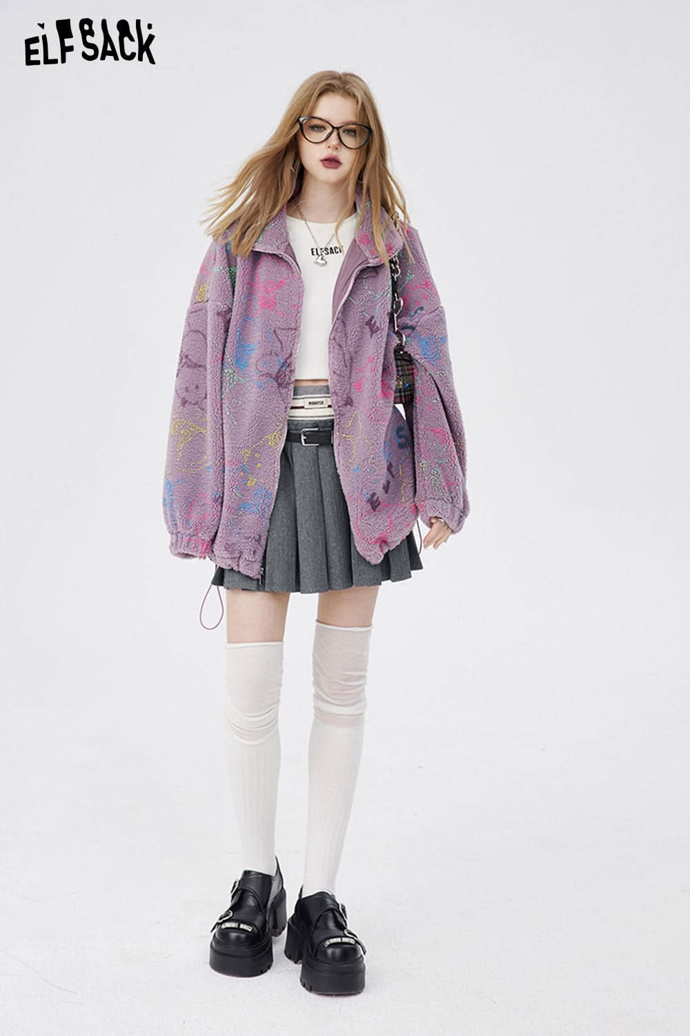ELFSACK High Waist Woolen Skirts Womens Sexy Mini Skirts Vintage Pleated Skirt Korean Tennis Skirts Short Spring New