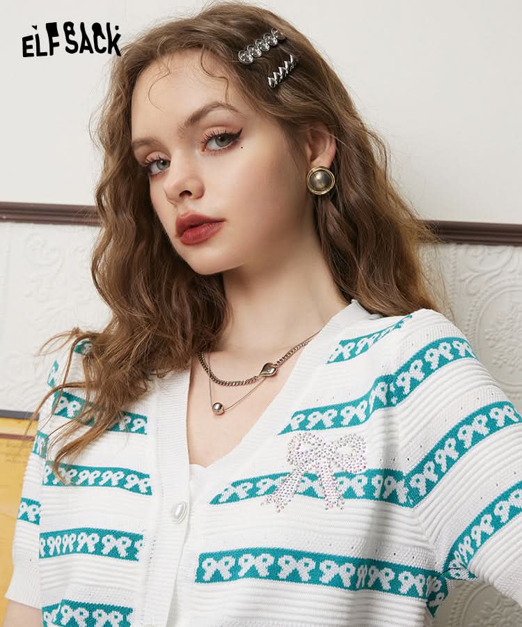 ELFSACK Striped Knitwears Cardigan