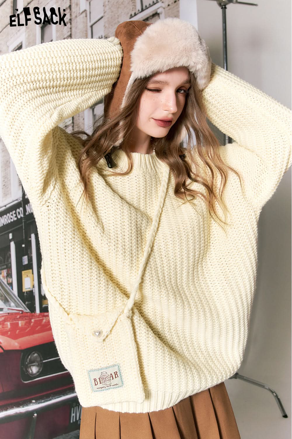 ELFSACK Free Bag Kawaii Christmas Sweater Women Korean Fashion Tops